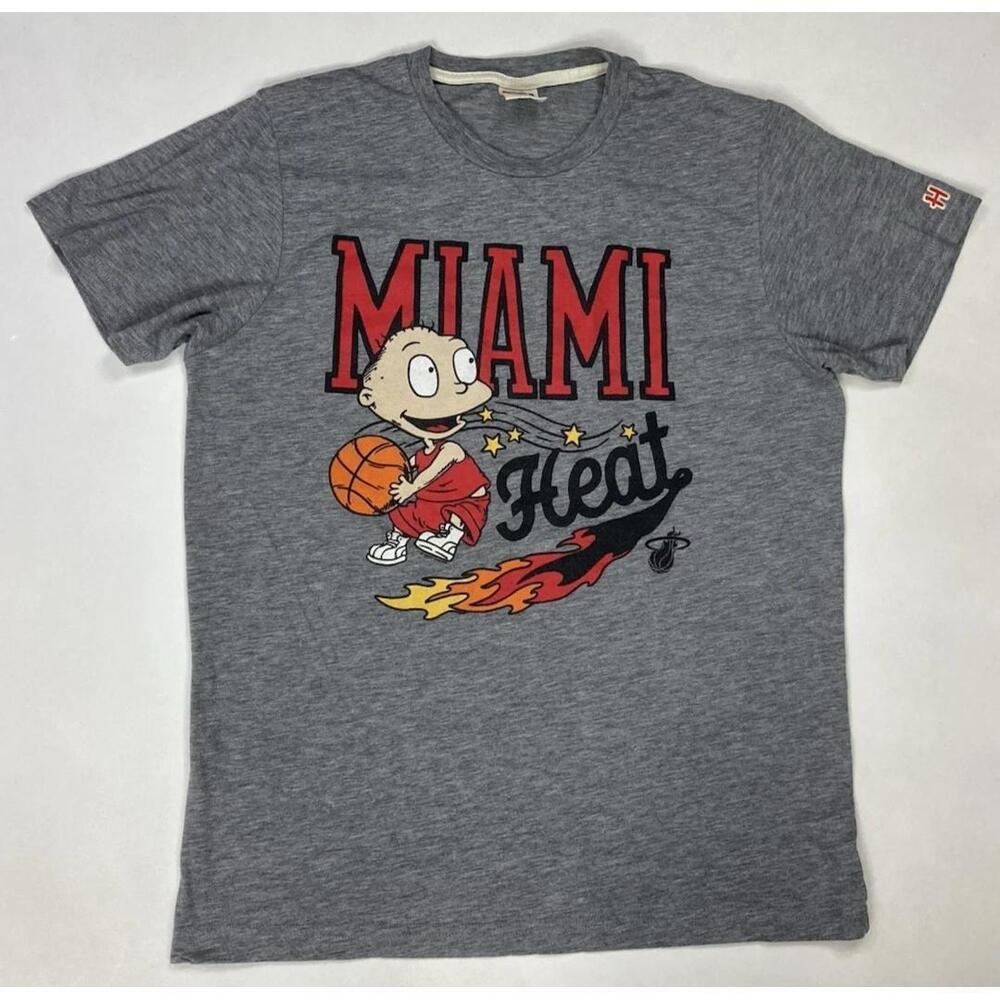Homage Miami Heat Basketball Graphic T Shirt Men Medium Gray Heather